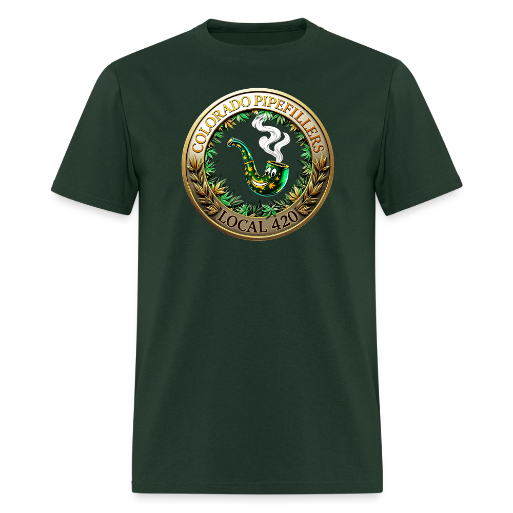 COLORADO PIPEFILLERS LOCAL 420 F/B EMBLEMS Men's T-Shirt - forest green