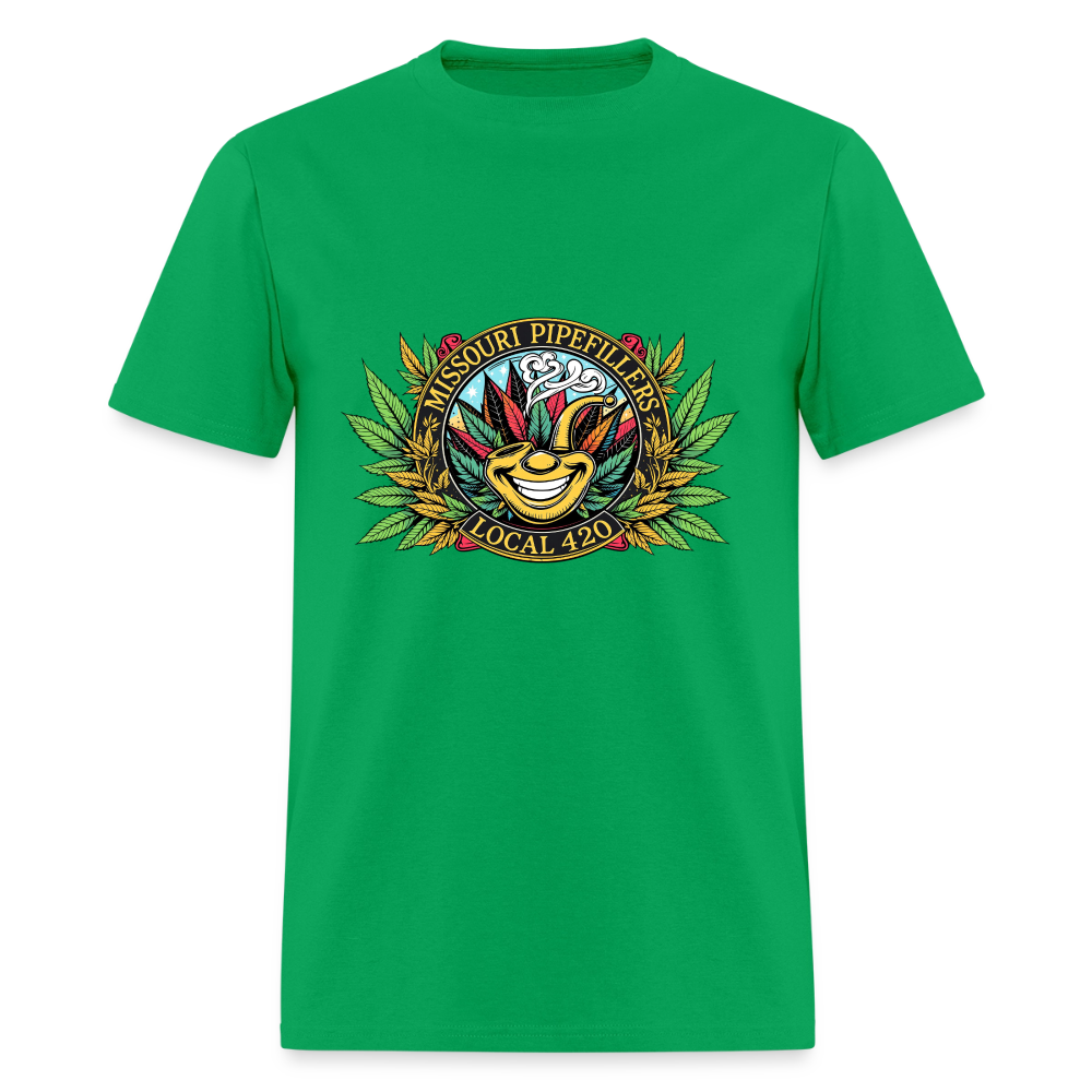 MISSOURI PIPEFILLERS LOCAL 420 Dog Bandana Men's T-Shirt - bright green