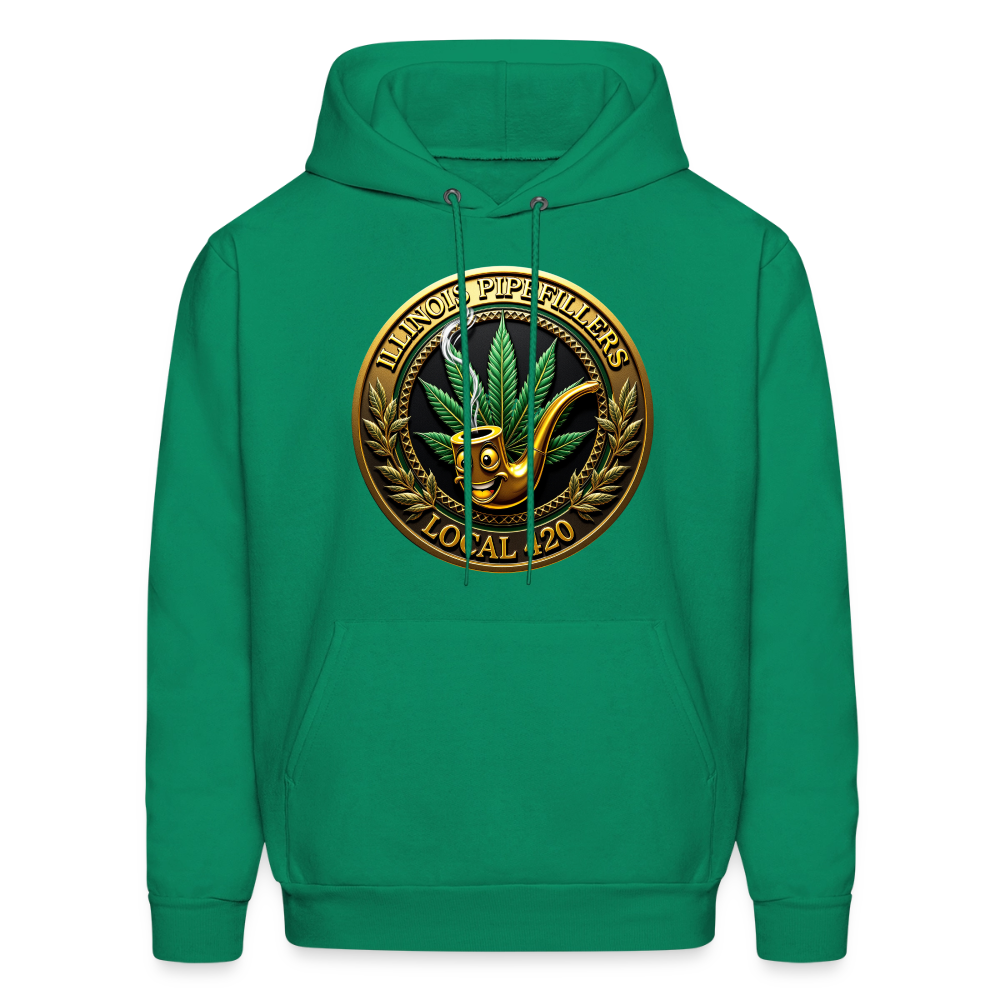 ILLINOIS PIPEFILLERS LOCAL 420 F/B EMBLEMS Men's Hoodie - kelly green