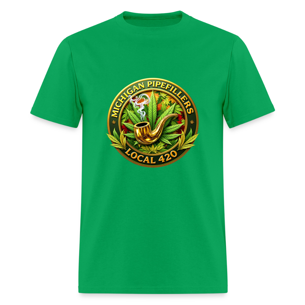 MICHIGAN PIPEFILLERS LOCAL 420 F/B DESIGN Men's T-Shirt - bright green