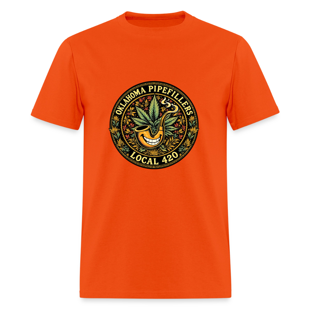 OKLAHOMA PIPEFILLERS LOCAL 420  F/B DESIGNS Men's T-Shirt - orange
