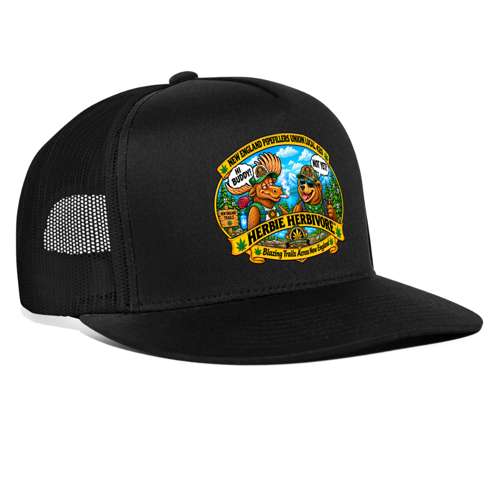 HERBIVE HERBIVORE HI BUDDY NEW ENGLAND PIPEFILLERS UNION LOCAL 420 Trucker Cap - black/black
