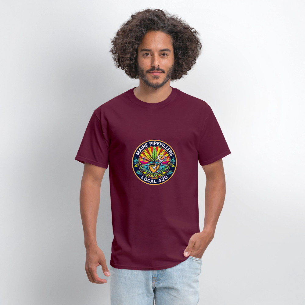MAINE PIPEFILLERS LOCAL 420 Men's T-Shirt - burgundy