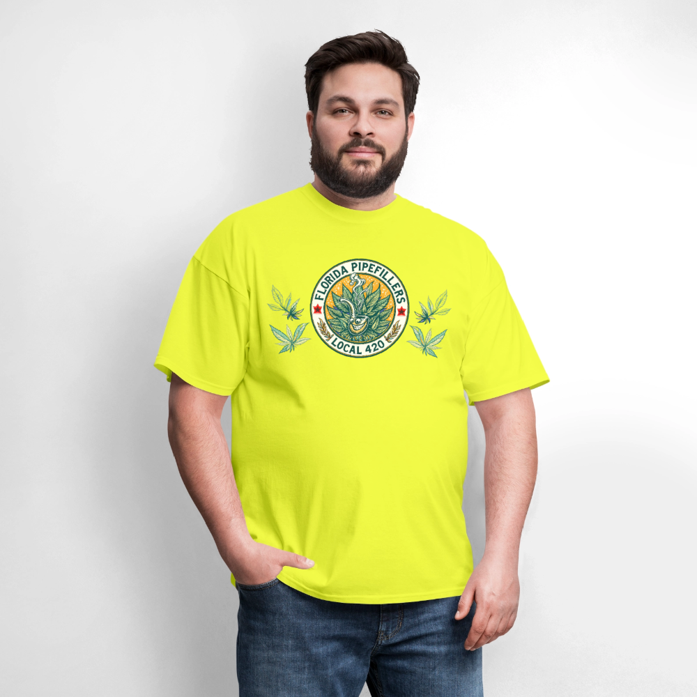 FLORIDA PIPEFILLERS LOCAL 420 F/B DESIGN Men's T-Shirt - safety green