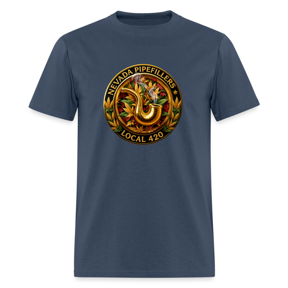 NEVADA PIPEFILLERS LOCAL 420 F/B DESIGN Men's T-Shirt -  blue dusk