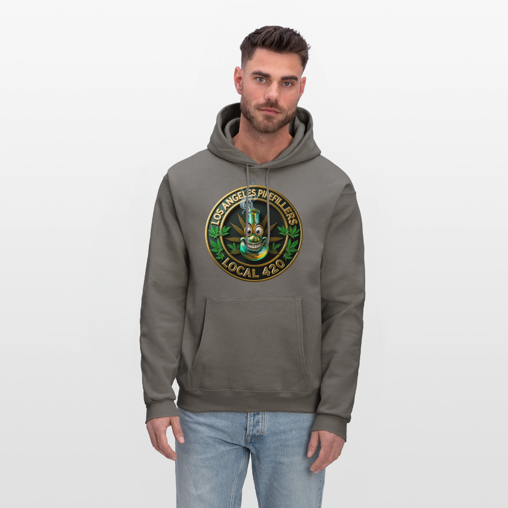 LOS ANGLES PIPEFILLERS LOCAL 420 2 EMBLEM Men's Hoodie - asphalt gray