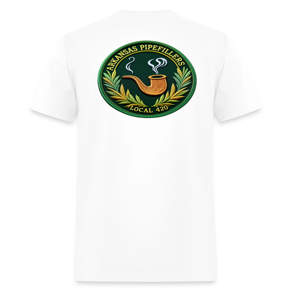 ARKANSAS PIPEFILLERS LOCAL 420 F/B EMBLEMS  Men's T-Shirt - white