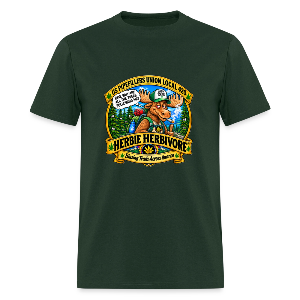 HERBIE HERBIVOR"BRO" US PIPEFILLERS LOCAL 420 Soft Cotton Tee - forest green