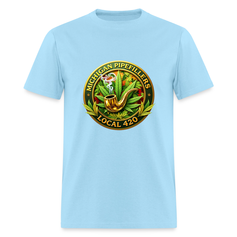 MICHIGAN PIPEFILLERS LOCAL 420 F/B DESIGN Men's T-Shirt - powder blue