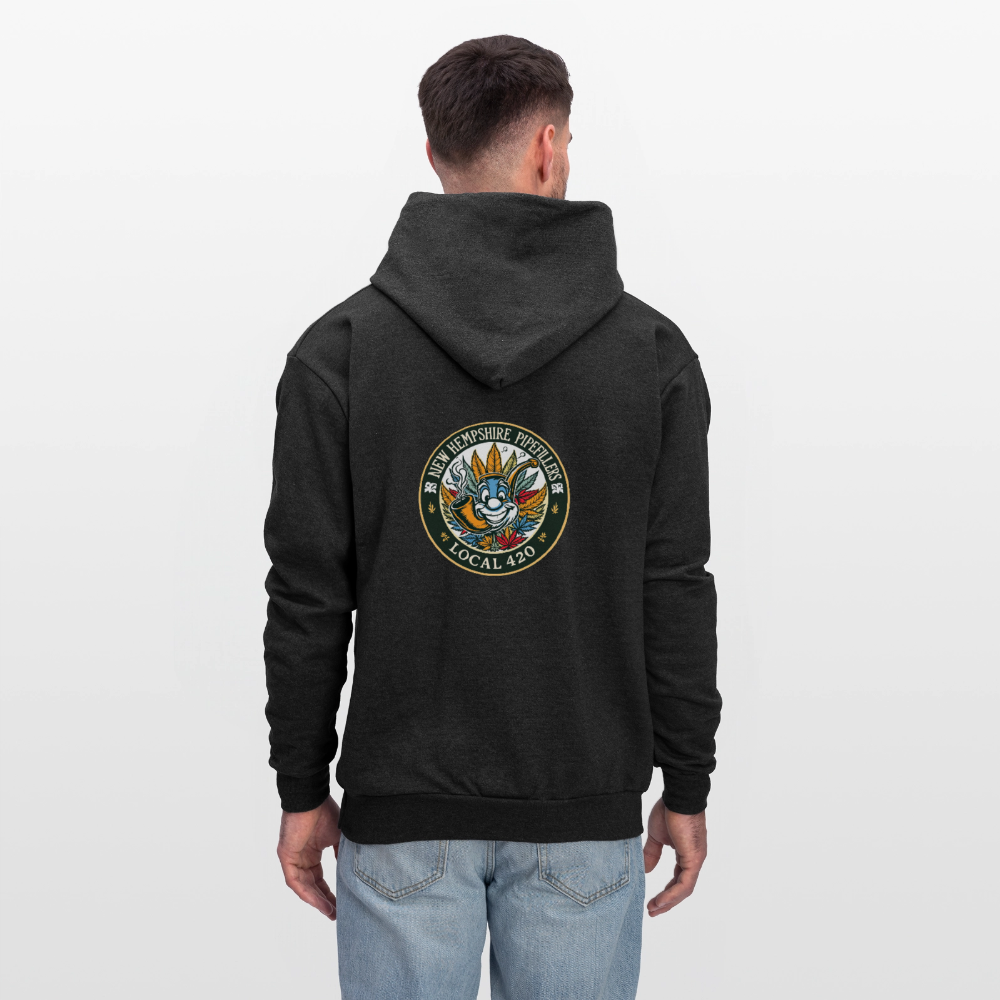 NEW HEMPSHIRE PIPEFILLERS LOCAL 420 2 EMBLEM Men's Hoodie - charcoal grey