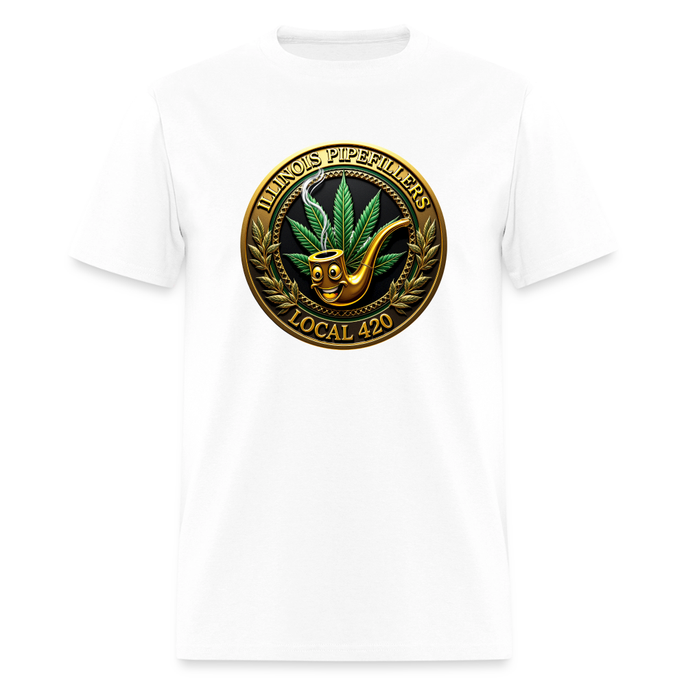 ILLINOIS PIPEFILLERS LOCAL 420 F/B EMBLEMS Men's T-Shirt - white