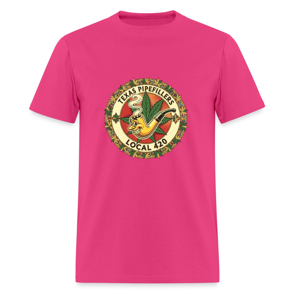 TEXAS PIPEFILLERS LOCAL 420  Men's T-Shirt - fuchsia