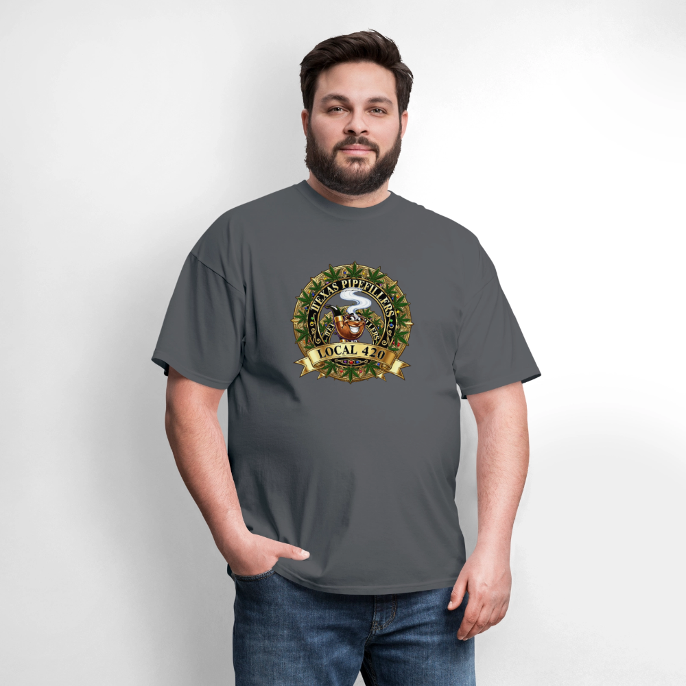 TEXAS PIPEFILLERS LOCAL 420 F/B DESIGN Men's T-Shirt - charcoal