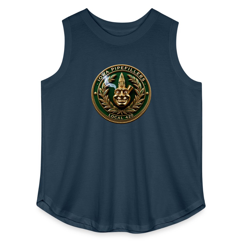 IOWA PIPEFILLERS LOCAL 420 Women's Curvy Relaxed Tank Top - denim