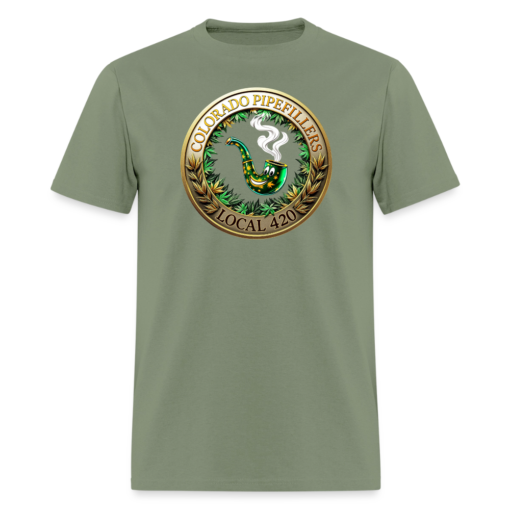 COLORADO PIPEFILLERS LOCAL 420 F/B EMBLEMS Men's T-Shirt - military green