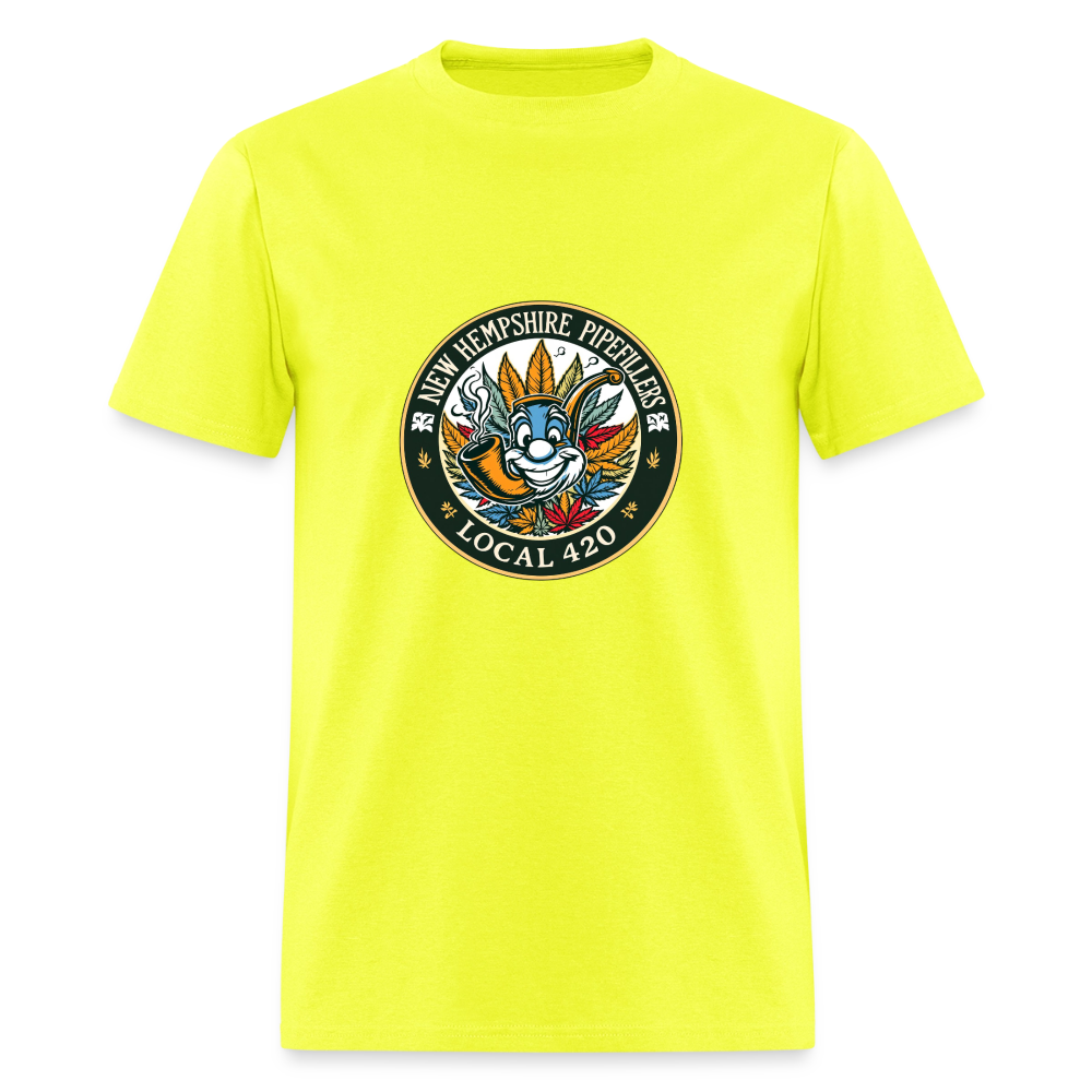NEW HEMPSHIRE PIPEFILLERS LOCAL 420 2 EMBLEM Men's T-Shirt - safety green