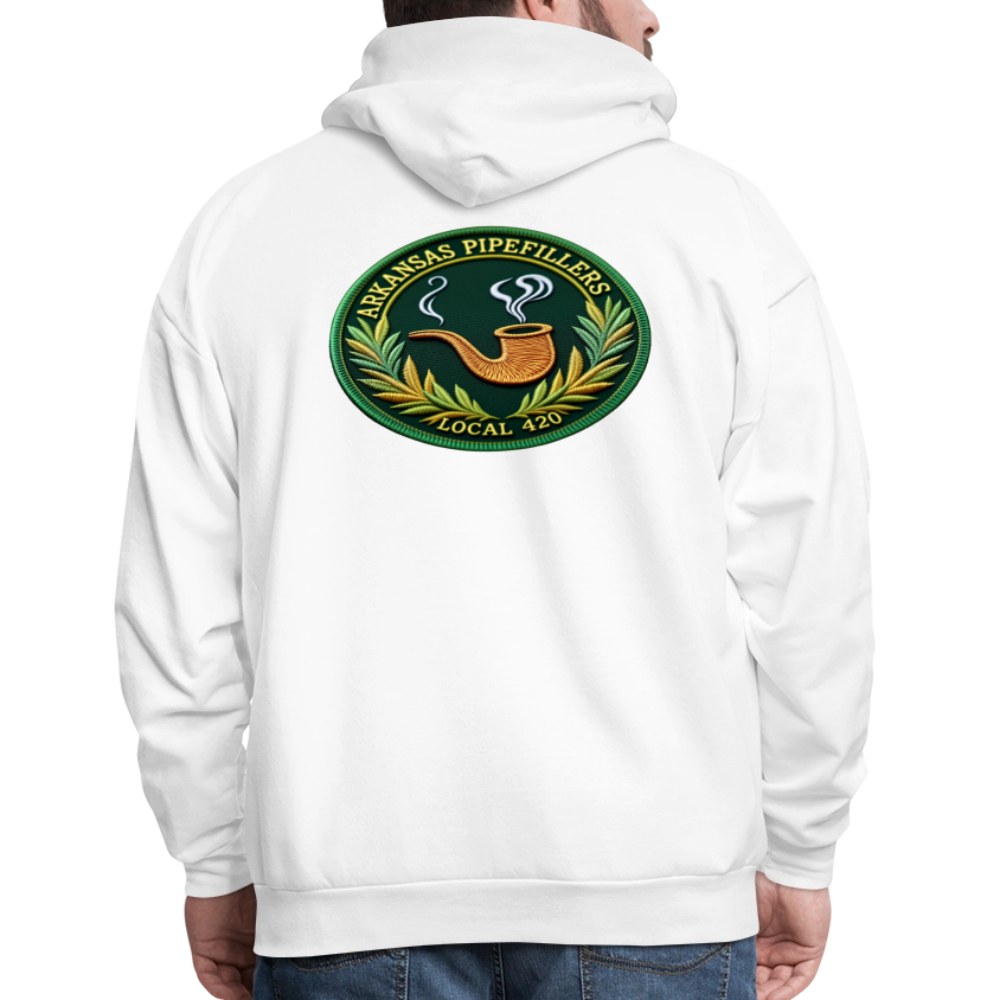 ARKANSAS PIPEFILLERS LOCAL 420 F/B EMBLEMS  Men's Hoodie - white
