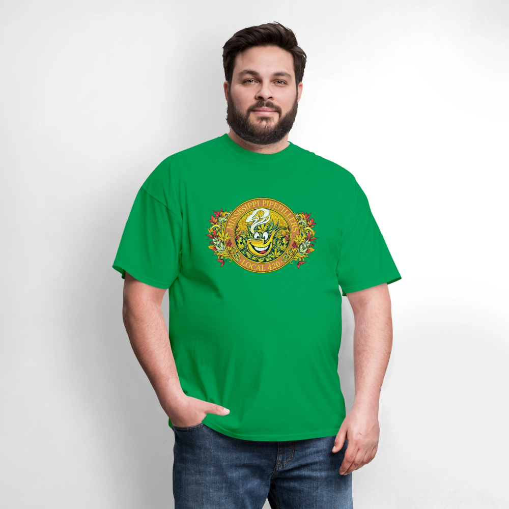 MISSISSIPPI PIPEFILLERS LOCAL 420 F/B DESIGNS Men's T-Shirt - bright green