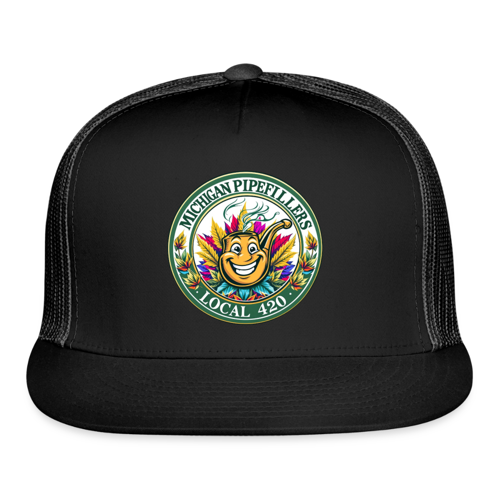 MICHIGAN PIPEFILLERS LOCAL 420 Trucker Hat - black/black