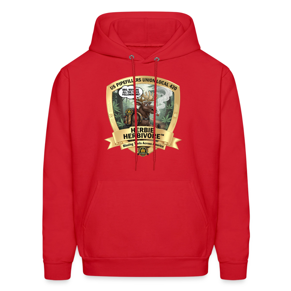 NEW ENGLAND PIPEFILLERS LOCAL 420 HERBIE HERBIVORE F/B EMBLEMS Men's Hoodie - red