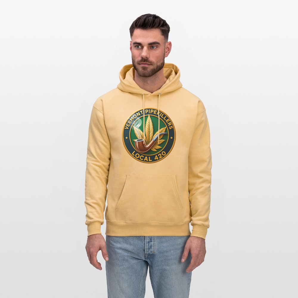 VERMONT PIPEFILLERS LOCAL 420 2 EMBLEM Men's Hoodie - light gold 