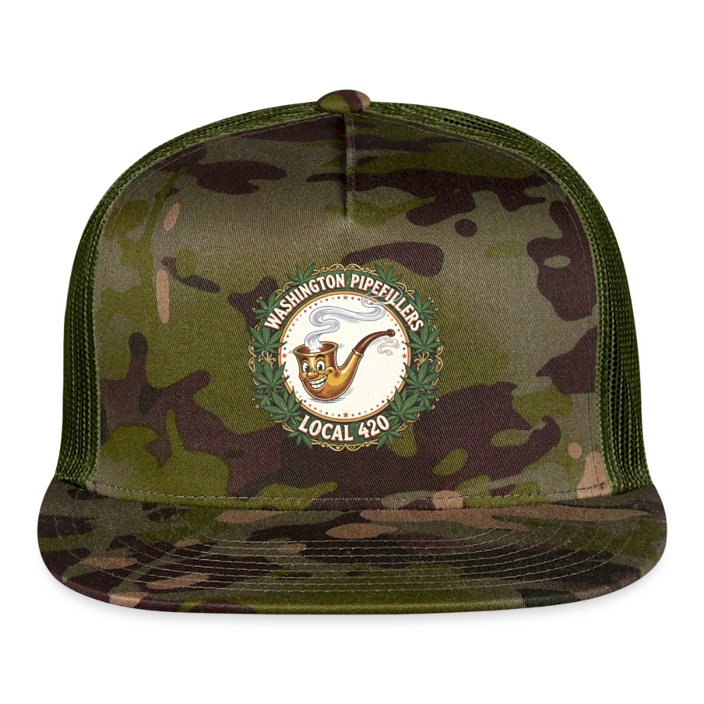 WASHINGTON PIPEFILLERS LOCAL 420 CAMO Trucker Hat - MultiCam\green