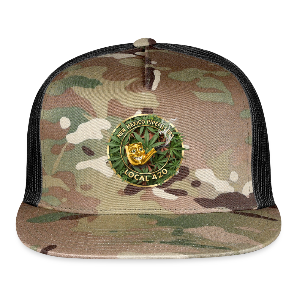 NEW MEXICO PIPEFILLERS LOCAL 420 CAMO Trucker Hat - MultiCam\black