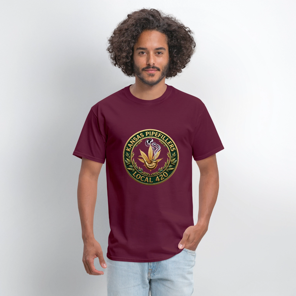 KANSAS PIPEFILLERS LOCAL 420 F/B DESIGNS Men's T-Shirt - burgundy