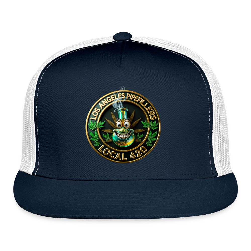 LOS ANGLES PIPEFILLERS LOCAL 420 Trucker Hat - navy/white