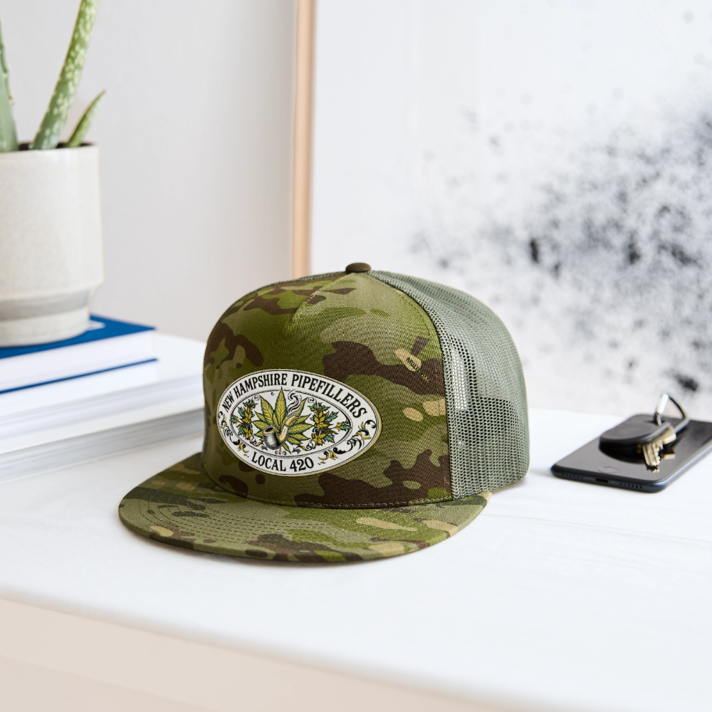 NEW HAMPSHIRE PIPEFILLERS LOCAL 420 Trucker Hat - MultiCam\green