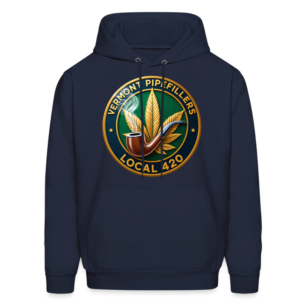 VERMONT PIPEFILLERS LOCAL 420 2 EMBLEM Men's Hoodie - navy