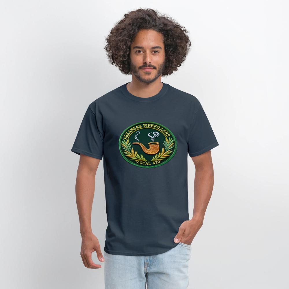 ARKANSAS PIPEFILLERS LOCAL 420 F/B EMBLEMS  Men's T-Shirt -  blue dusk