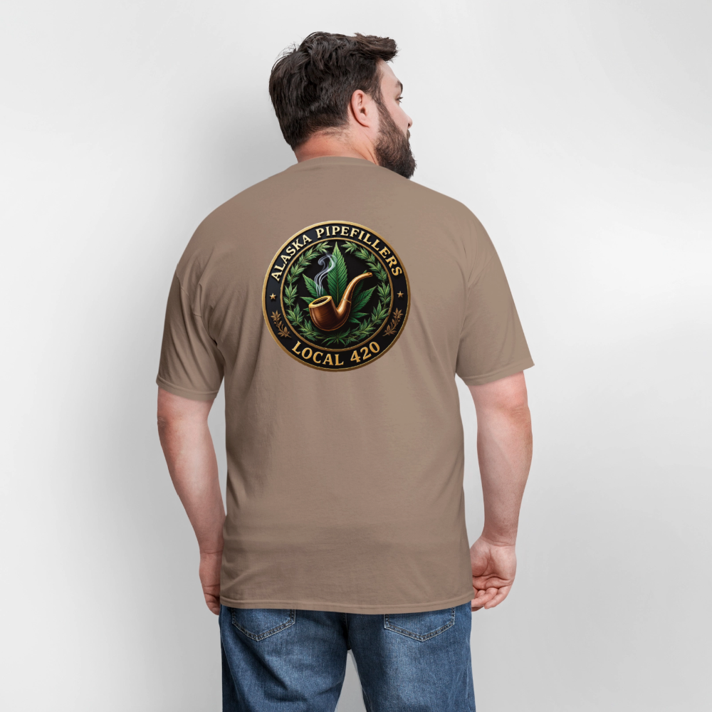 ALASKA PIPEFILLERS LOCAL 420 F/B DESIGN Men's T-Shirt - safari