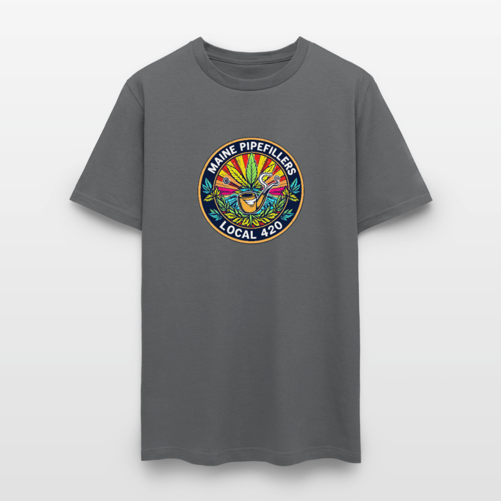 MAINE PIPEFILLERS LOCAL 420 2 EMBLEM Men's T-Shirt - charcoal