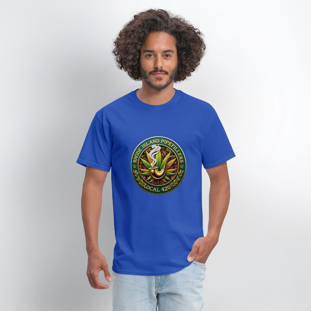 RHODE ISLAND PIPEFILLERS LOCAL 420 F/B DESIGNS Men's T-Shirt - royal blue