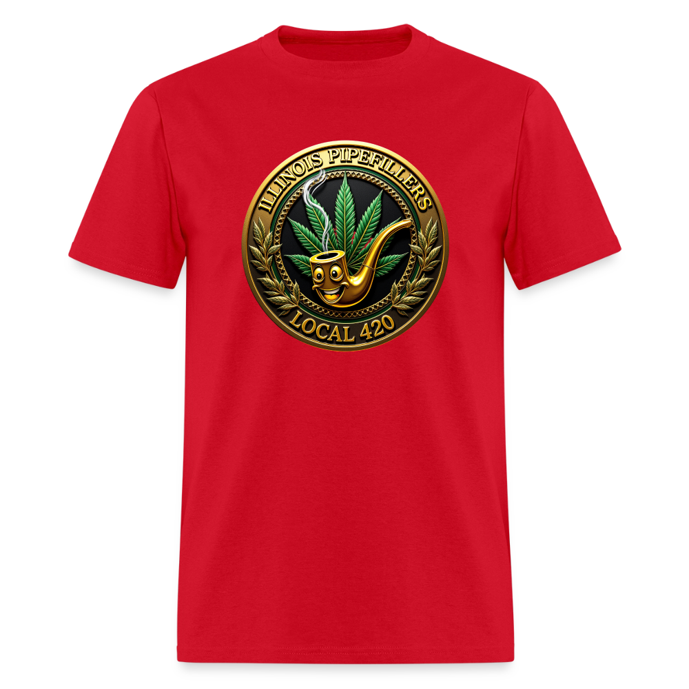 ILLINOIS PIPEFILLERS LOCAL 420 F/B EMBLEMS Men's T-Shirt - red