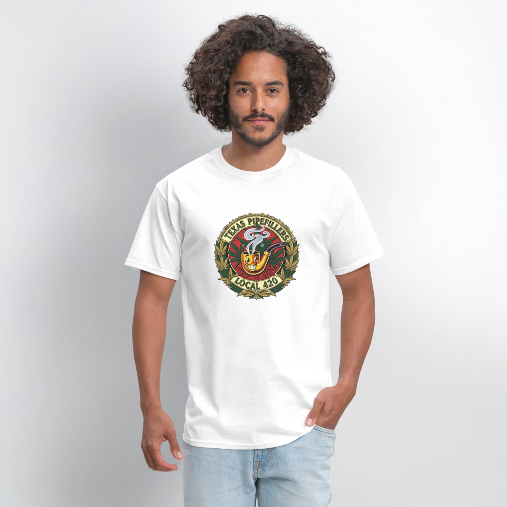 TEXAS PIPEFILLERS LOCAL 420 F.B DESIGN Men's T-Shirt - white