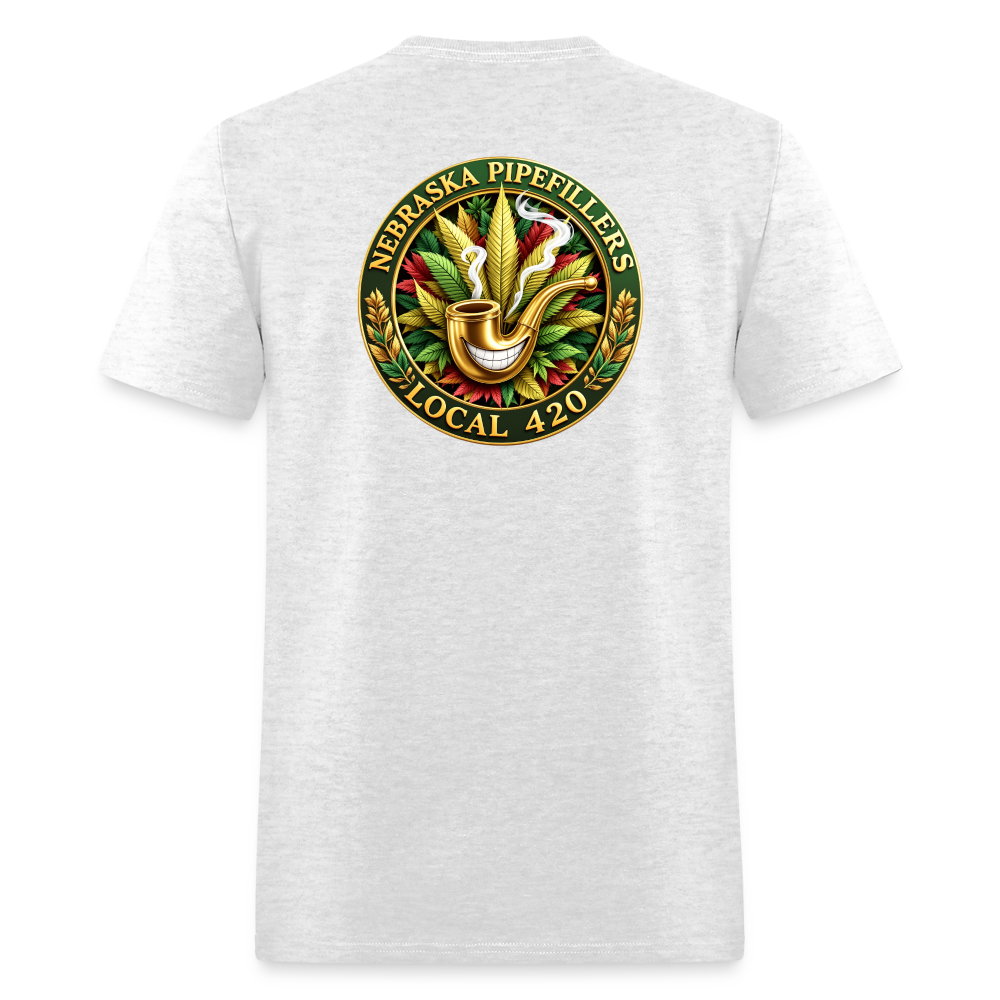 NEBRASKA PIPEFILLERS LOCAL 420 F/B DESIGNS Men's T-Shirt - light heather gray