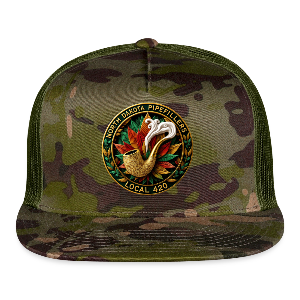 NORTH DAKOTA PIPEFILLERS LOCAL 420 CAMO Trucker Hat - MultiCam\green
