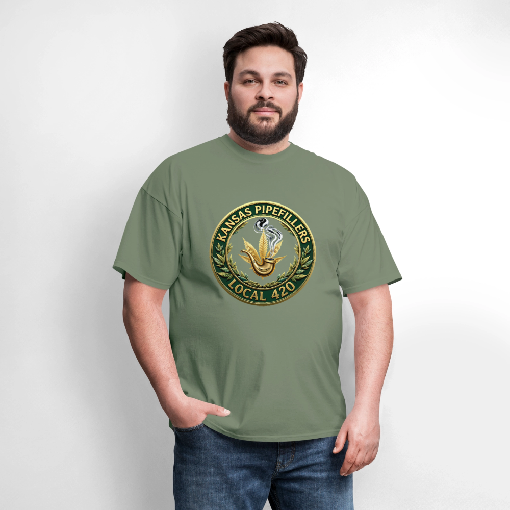 KANSAS PIPEFILLERS LOCAL 420 F/B DESIGNS Men's T-Shirt - military green