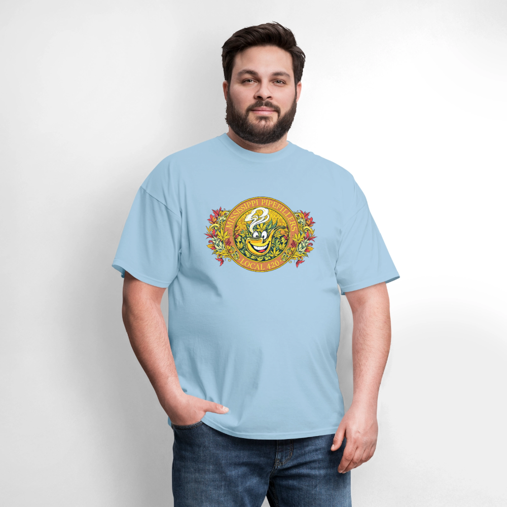 MISSISSIPPI PIPEFILLERS LOCAL 420 F/B DESIGNS Men's T-Shirt - powder blue
