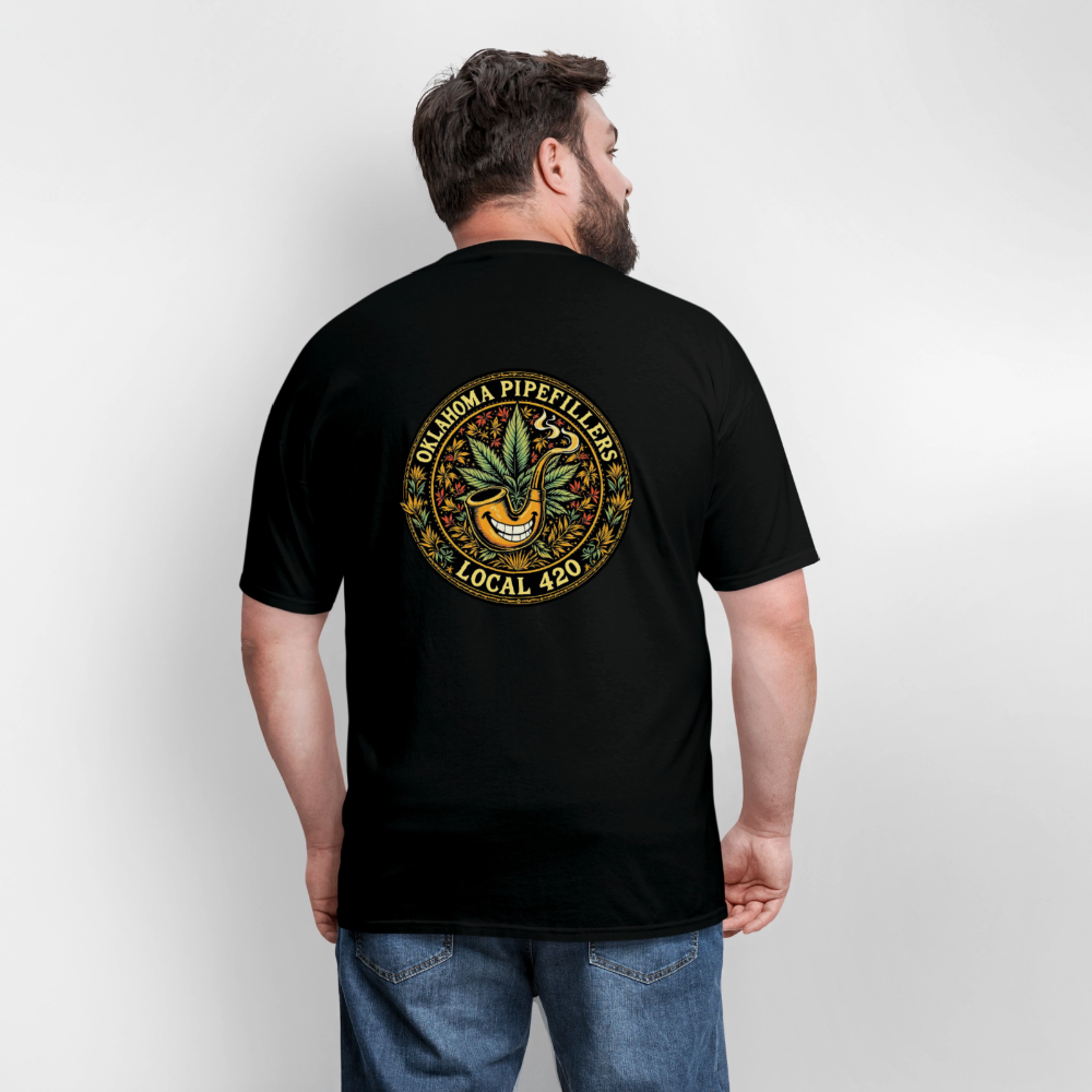 OKLAHOMA PIPEFILLERS LOCAL 420  F/B DESIGNS Men's T-Shirt - black