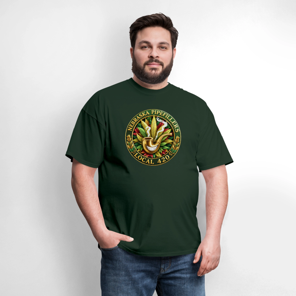 NEBRASKA PIPEFILLERS LOCAL 420 F/B DESIGNS Men's T-Shirt - forest green