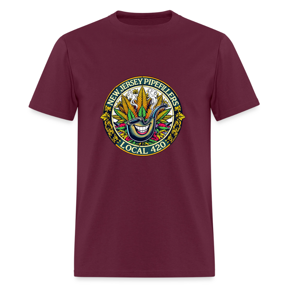 NEW JERSEY PIPEFILLERS LOCAL 420 F/B DESIGN Men's T-Shirt - burgundy