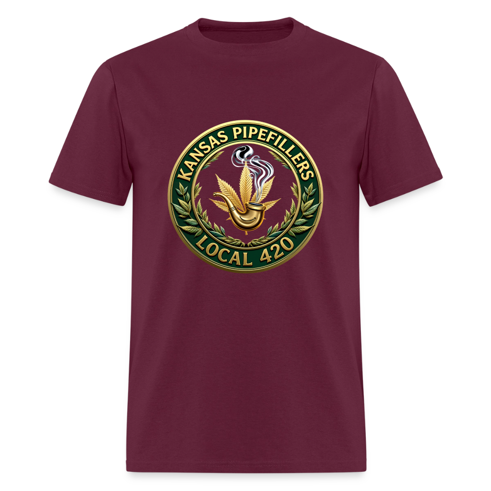 KANSAS PIPEFILLERS LOCAL 420 F/B DESIGNS Men's T-Shirt - burgundy