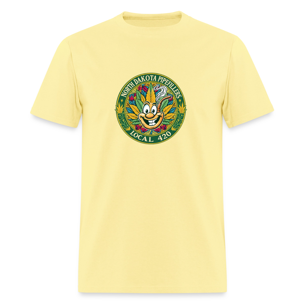 NORTH DAKOTA PIPEFILLERS LOCAL 420 F/B 2 DESIGNS Men's T-Shirt - cornsilk