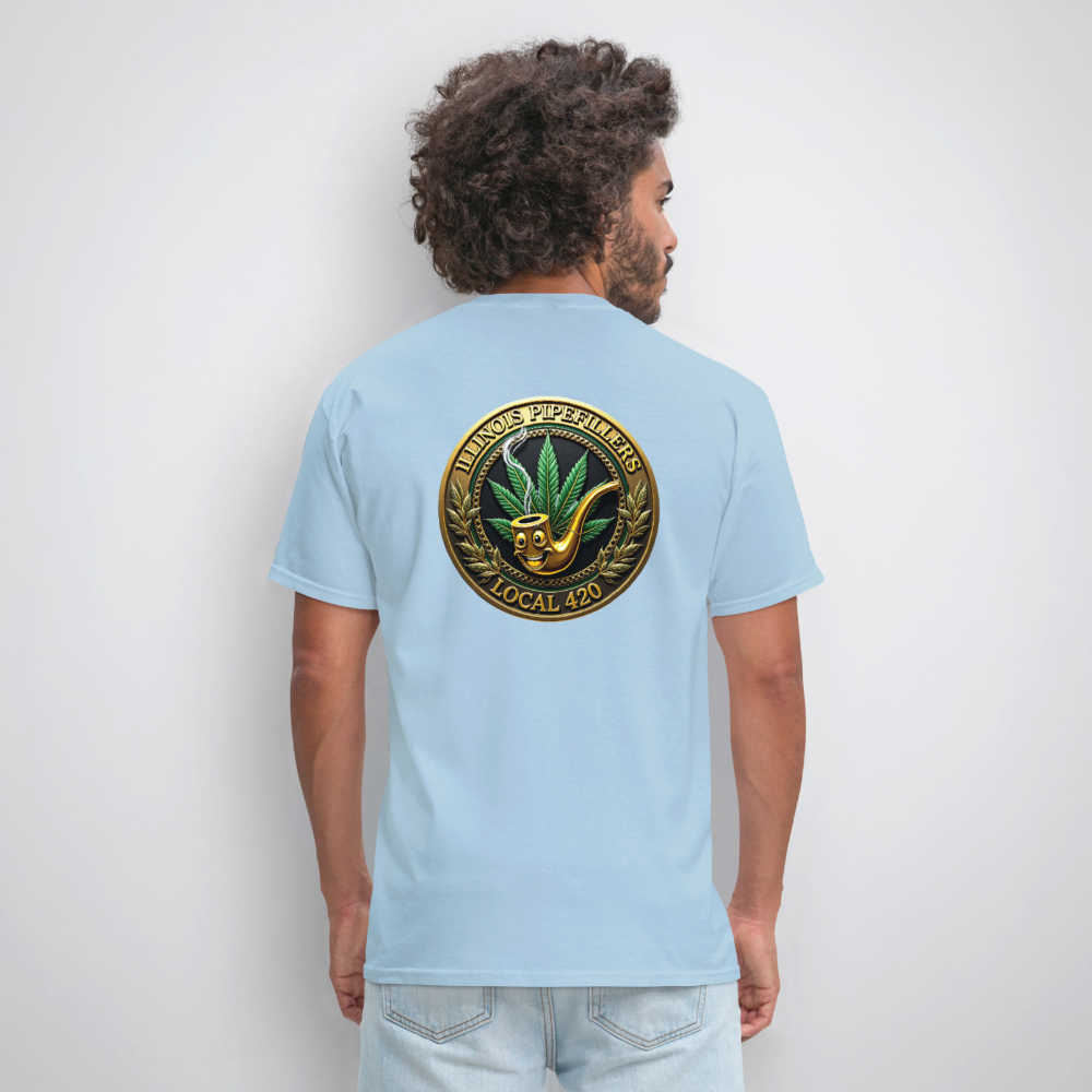 ILLINOIS PIPEFILLERS LOCAL 420 F/B DESIGN Men's T-Shirt - powder blue