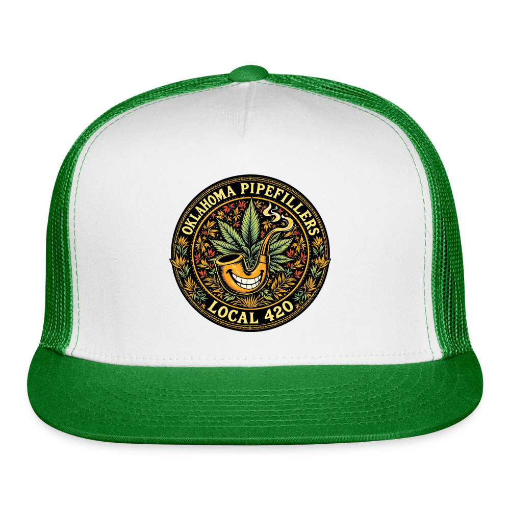 OKLAHOMA PIPEFILLERS LOCAL 420 Trucker Hat - white/kelly green