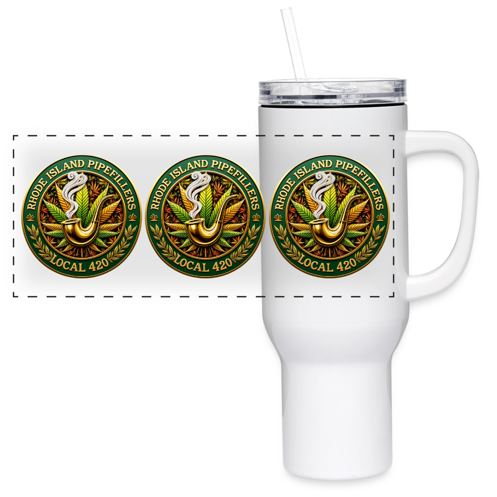 RHODE ISLAND PIPEFILLERS LOCAL 420 40oz Stainless Steel  Travel Tumbler - white