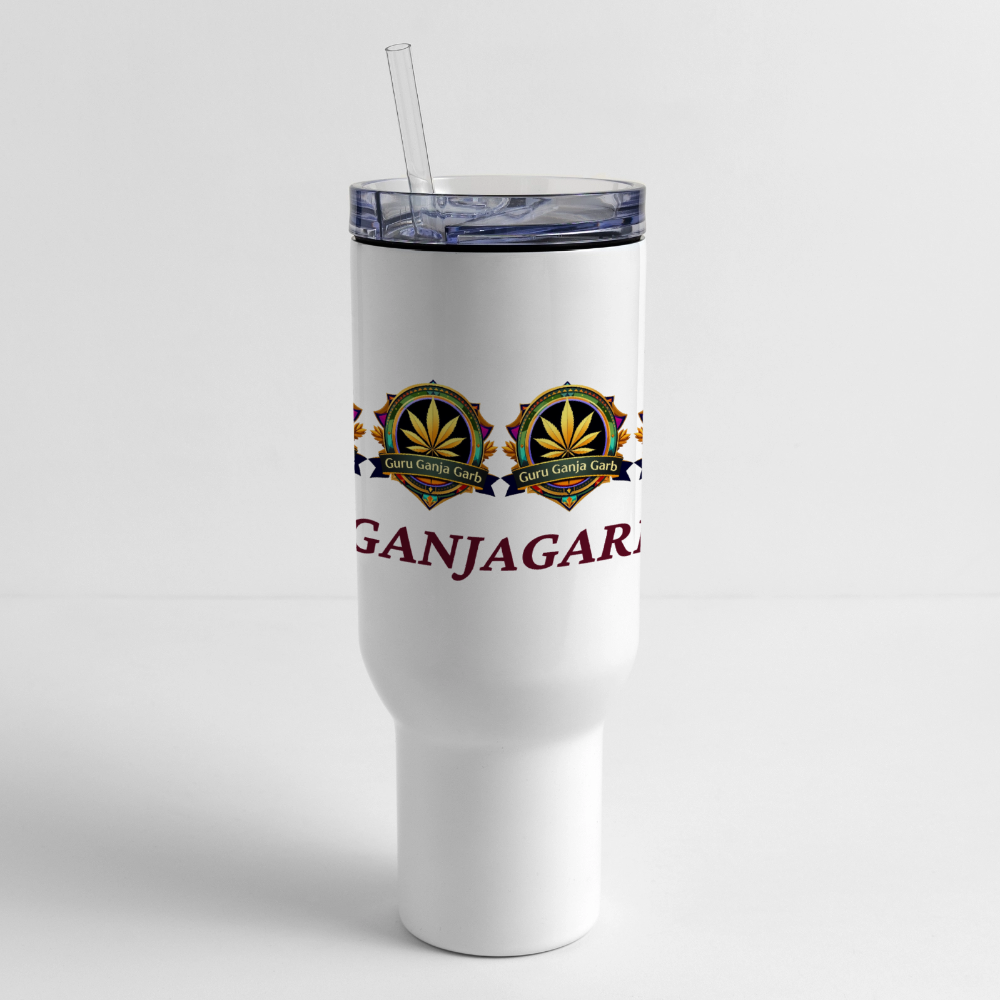 GURU GANJA GARB LOGO W SITE 40 oz Travel Tumbler - white